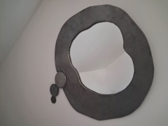 Miroir (bulle) - 2024 - Fer forg&eacute;, acier damas et miroir en verre